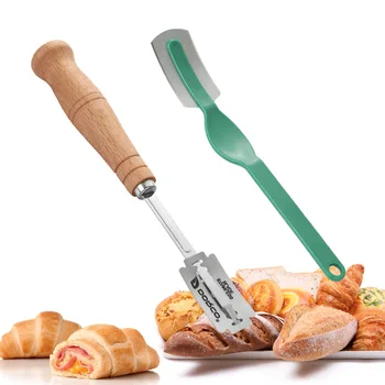 Wooden Handle Bread Cutter European Style Bread Knife Bakery Cutter Send 4 PCs Replaceable Blade
