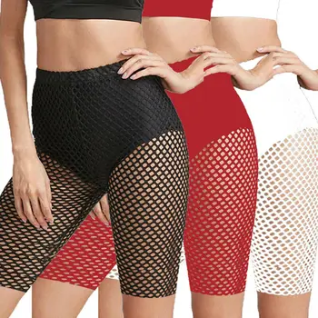 

Women See Through Fishnet Shorts Legging Mesh Sheer Pant Cycling Bikini Cover Up