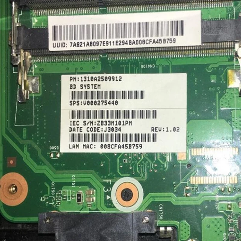 V000275440 для Toshiba L855 L850 Материнская плата ноутбука DK10FG-6050A2509901-MB-A02 тест нетронутым