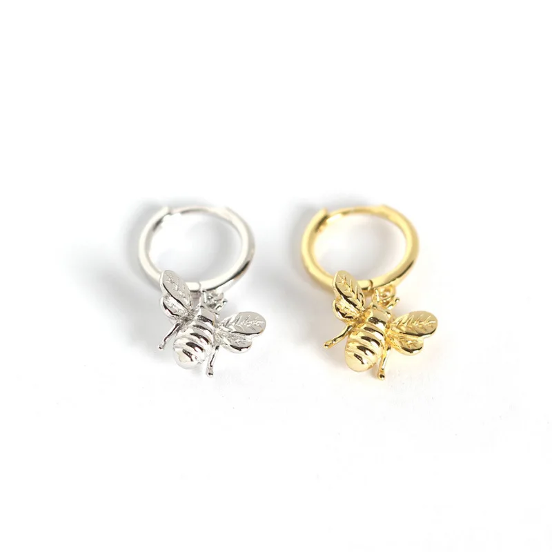 925 sterling silver earring fashion cute Insect bee drop short earring Personality wild trend female girl silver ear jewelry