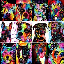 HUACAN-pintura por números de perro, lienzo de dibujo acrílico pintado a mano, imágenes por número, animales coloridos, arte de pared, regalo, decoración del hogar