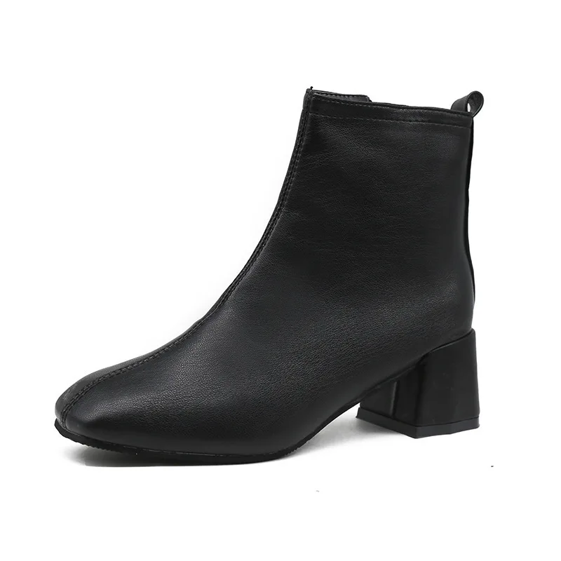 

Freeshipping 2019 Fall Winter Martin Joker Fashion Pure Color Square Head winter boots women boots Basic Solid PU