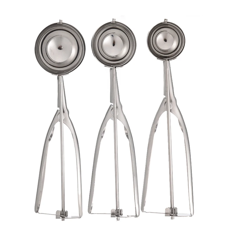 3pcs 4/5/6cm Stainless Steel Ice Cream Scoop Potato Spoon Dough Mash Food Ball Watermelon Scoop Home Restaurant Kitchen Gadgets