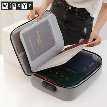 

Solid waterproof Large-capacity document passport storage bags multi-function certicates bag with lock обложка на паспорт рф