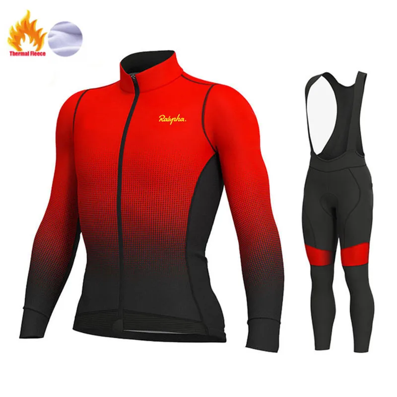 

2020 Pro Team Men's Long Sleeve Jersey Set Mountain Bike Ropa Ciclismo Winter Fleece Bike Suit Outdoor Riding Bib Set