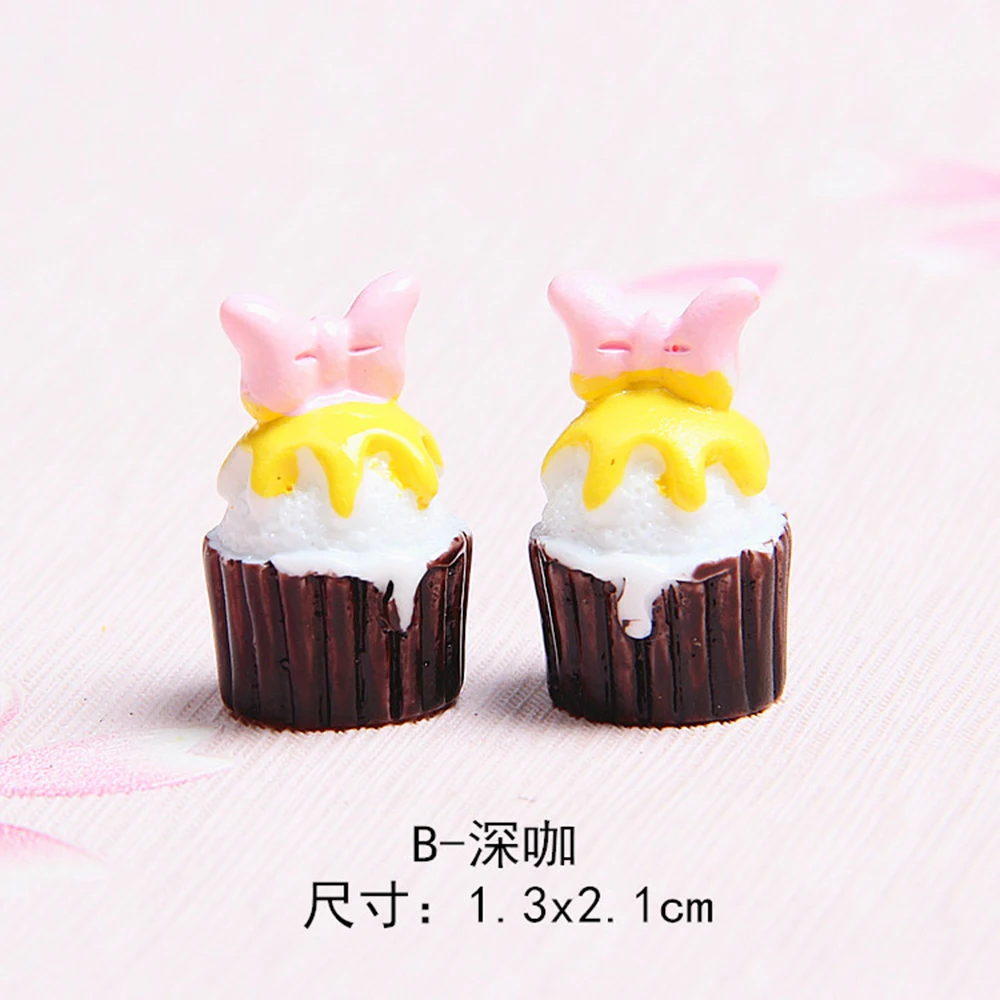 10pcs/lot MM Resin 3d Cute mickey mini cupcakes food play DIY Crafts simulation Decoration Accessories