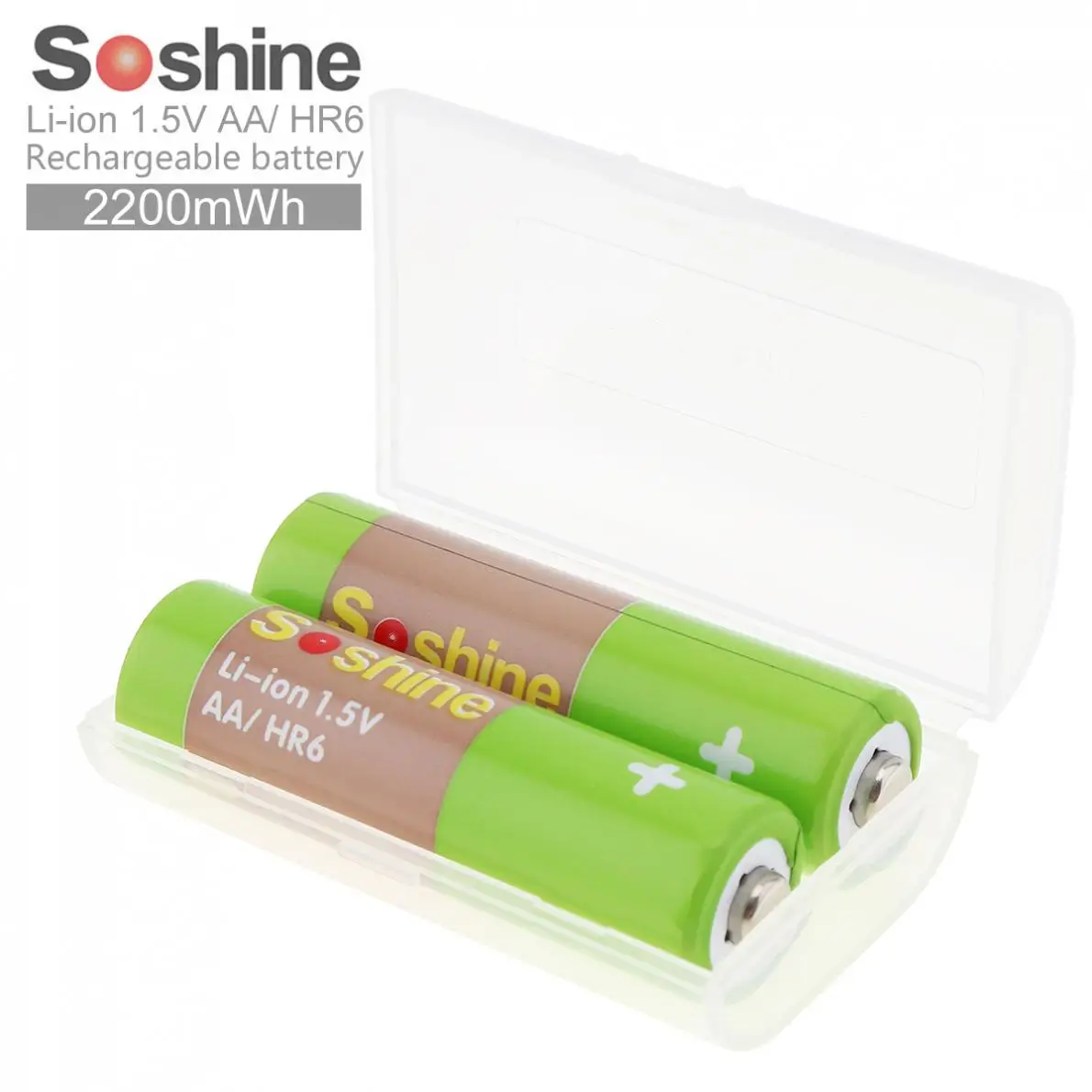 Soshine 2 шт./лот 2200 мАч HR6 Li-Ion 1 5 В перезаряжаемая батарея AA с портативной