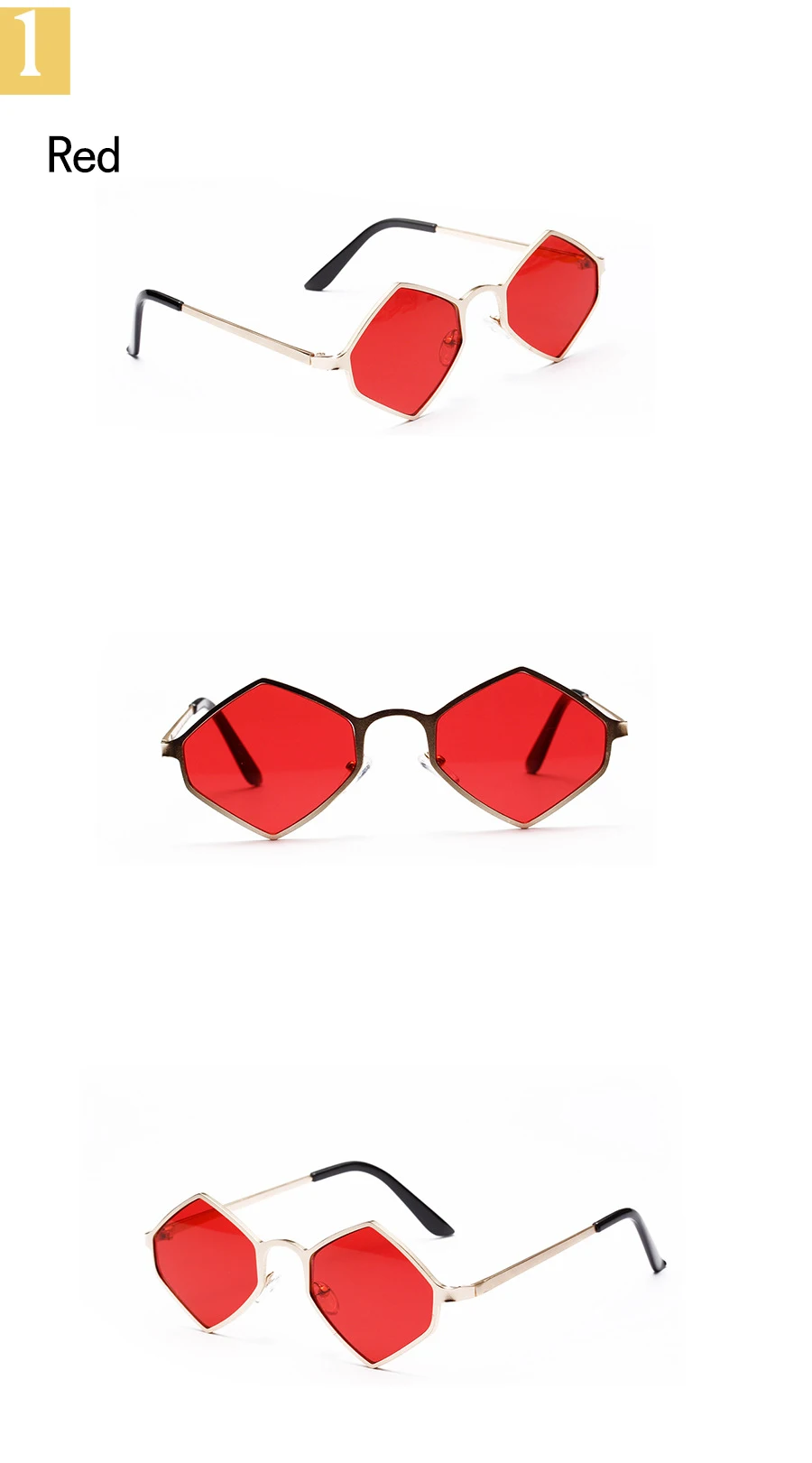 Red Son fashion small frame glasses polygon retro color sunglasses female new brand fashion designer sunglasses ladies UV40