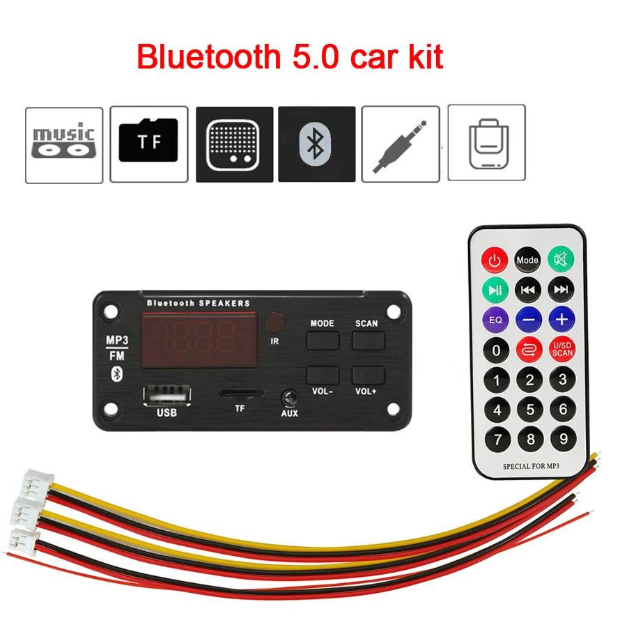 Большой цветной экран автомобильный аудио USB TF FM радио модуль беспроводной Bluetooth 5V 12V MP3 WMA декодер плата MP3 плеер с пультом дистанционного управления|MP3-плееры| | АлиЭкспресс
