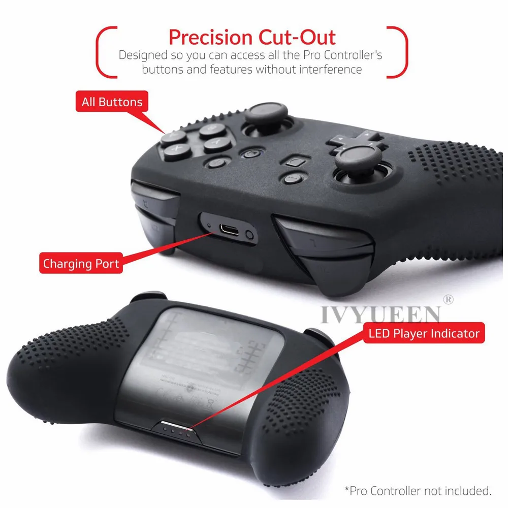 Силиконовый резиновый чехол IVYUEEN для контроллера Nintendo Switch NS NX Pro с 8