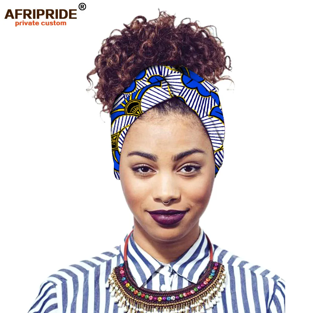africa ankara печатная эластичная повязка для женщин AFRIPRIDE bazin richi Женская повязка на голову из хлопка Повседневный модный стиль A19H001 - Цвет: 497J