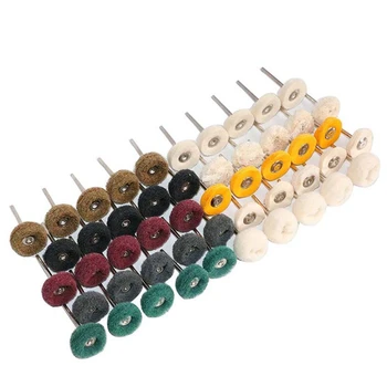

50Pcs 1Inch Abrasive Buffing Wheel Felt Grinding Sanding Head Scouring Pad Polishing Mini Brush for Dremel m Shank