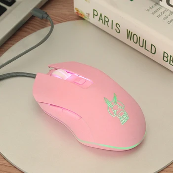

Wired Mouse USB / Type-C Interface Mute Gaming Mouse Cute Rabbit LED Dimming Silent Office Mouse Seven Color Breathing Light