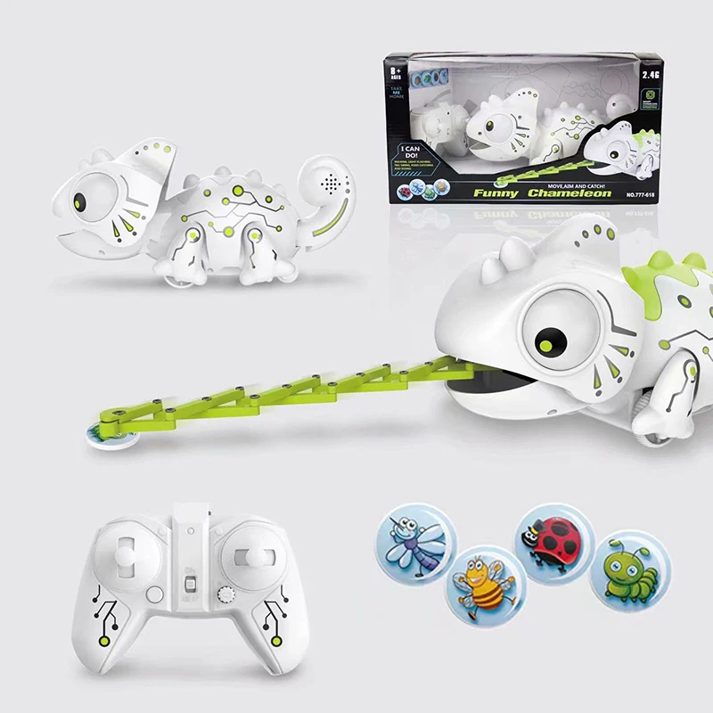 

Funny RC Robot Smart Dinosaur Chameleon With Changeable Multicolor Light Remote Control Animal model dinosaurio Cute Kids toys