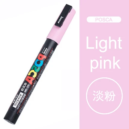Light pink 1 шт., Uni Posca маркер, PC-3M, ручка для рисования, Студенческая краска, граффити, офисные принадлежности, тонкая Tip-0.9mm-1.3mm - Цвет: Light pink