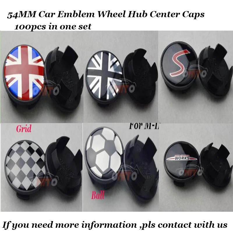 

For Mini R50 R52 R55 R56 R57 R58 R59 R60 R61 F55 F56 100pcs/lot 54mm Car logo badge Emblem Rims Wheel HUB Center caps Covers