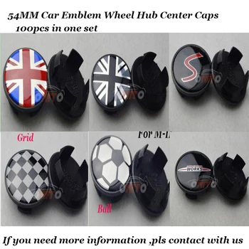 

For Mini R50 R52 R55 R56 R57 R58 R59 R60 R61 F55 F56 100pcs/lot 54mm Car logo badge Emblem Rims Wheel HUB Center caps Covers