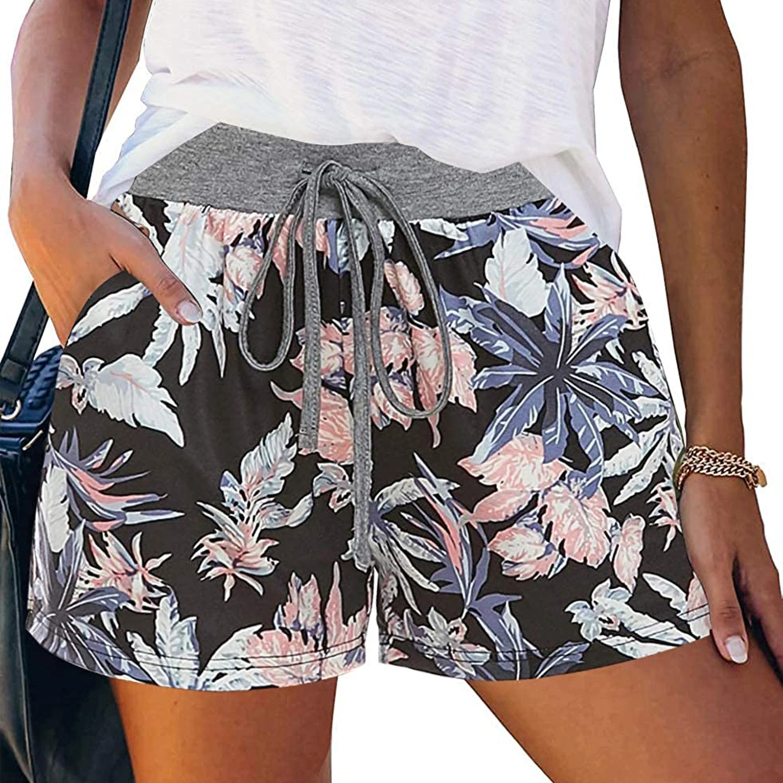 Summer Hot Style Women Girls Shorts Casual High Waist Flowers Pattern Short Pants Beach Party nike shorts