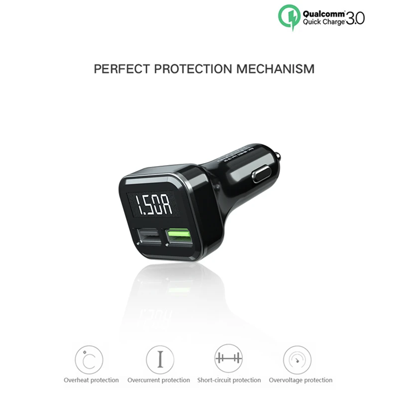 Green Универсальный многофункциональный QC3.0 Автомобильный Прикуриватель разъем 2.4A с двумя портами USB быстрая зарядка автомобильное зарядное устройство автомобильный монитор напряжения - Название цвета: Green