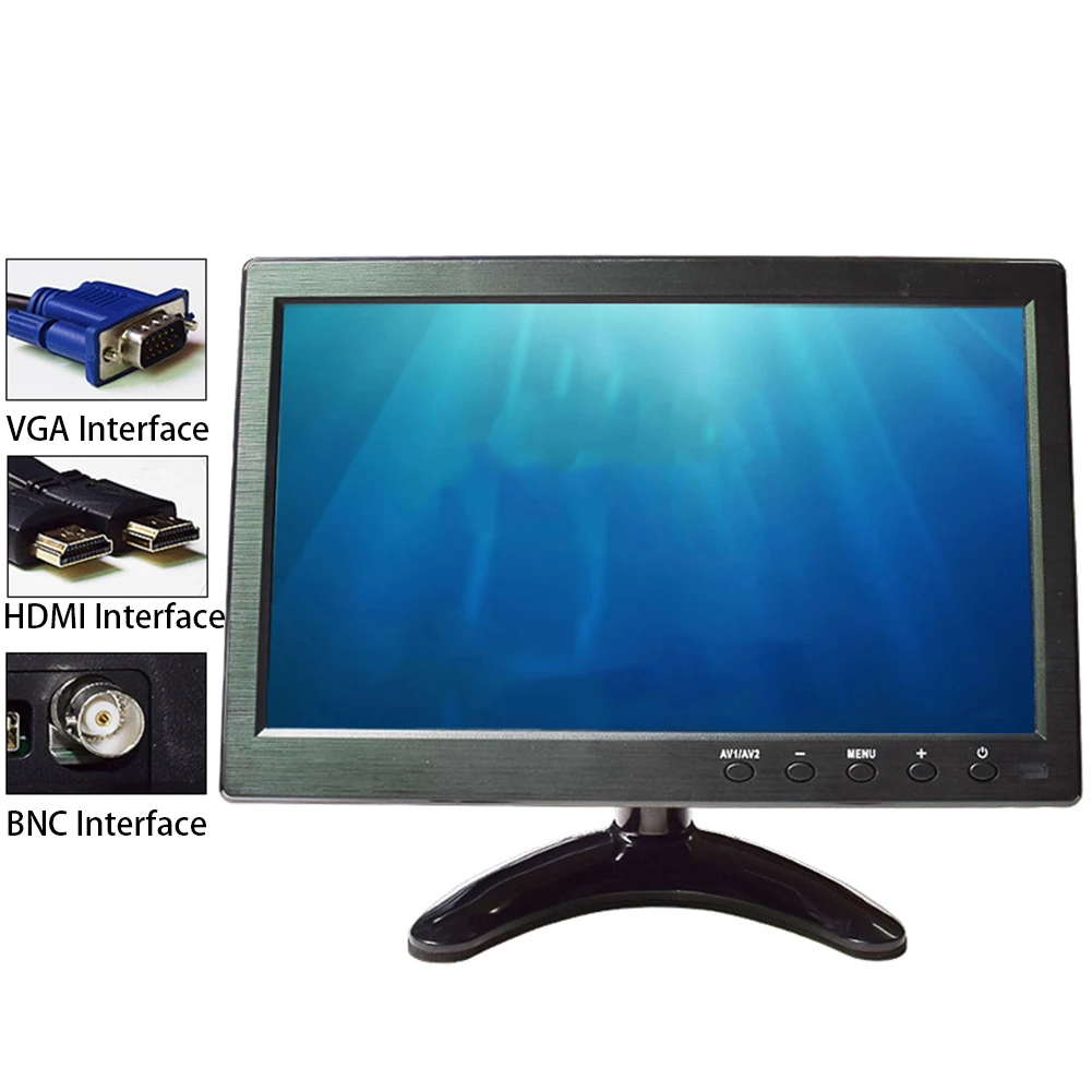 10.1inch HDMI Input Remote Control LCD Monitor Digital Video Audio For PC TV BNC VGA Adjustable Angle 1024x600 Portable Car