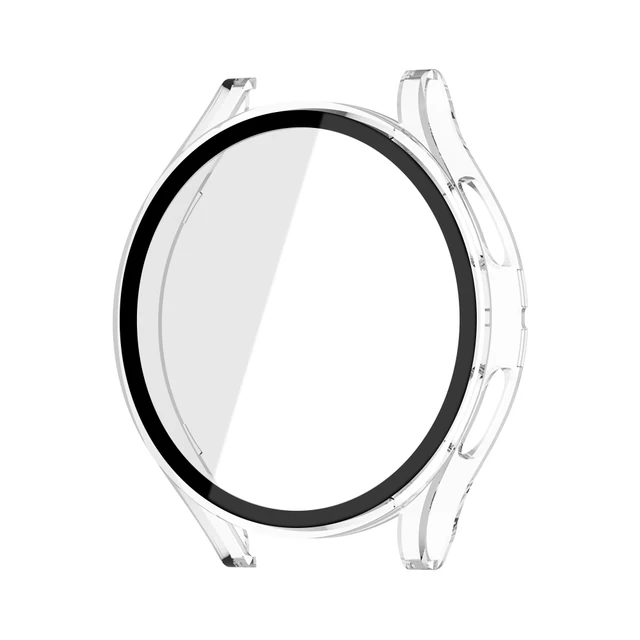 Tempered Glass+Matte Watch Cover for Galaxy Watch 4 Case 44mm 40mm,All Around Coverage Protective Bumpers for Galaxy Watch 4 Transparent