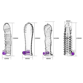 Sex Toy Vibrator Condom Reusable Crystal Condom Penis Extender Sleeve Delay Ejaculation Prostate Massager Intimate Goods 6