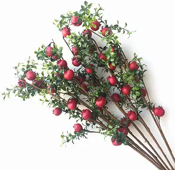 

24pcs Fake Foam Pomegranate Tree Stems Artificial pomegranate Branches 18 heads for DIY Bridal Bouquet Wedding centerpieces