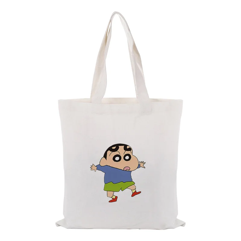Холщовая Сумка для ежедневного использования Crayon Shin-chan текст DIY печать на заказ логотип сумка для покупок эко многоразовая утилизация