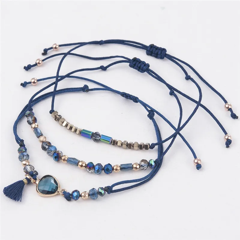 3 шт./компл. Boho Для женщин Оболочка жемчужные бусы, натуральный камень, сердечко с бахромой в виде звезд, с украшением в виде кристаллов браслет подарок на летнюю вечеринку браслет-напульсник, высочайшего качества, senhora - Окраска металла: DB425