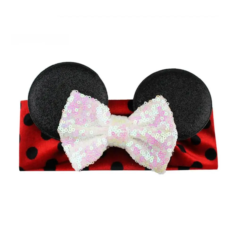 Новинка года, бархатная повязка для волос для новорожденных, повязка на голову с бантиком и волнистым узором Микки Мауса, Детские милые аксессуары для волос - Цвет: c5