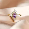 Vintage Female Purple Crystal Stone Jewelry Cute Gold Color Wedding Rings For Women Luxury Oval Engagement Valentines Day Gift ► Photo 2/6