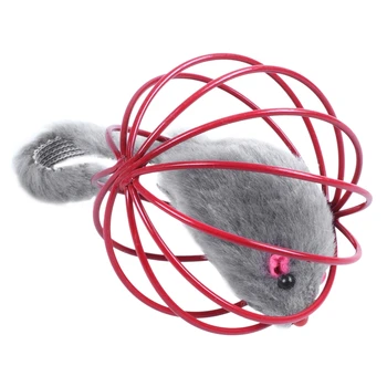

New Pet Cat Kitten Funny Playing Toy Teal Fake Mouse Mice Rat in Cage Ball