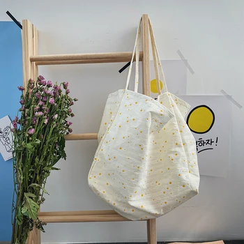 

Women Casual Canvas Handbag Classic Delicate Creative Design Chic Purse Ladies Daisy Flower Totes Travel Shoulder Bag