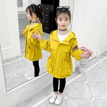 

2020 Fashion Spring Autumn Girls Jacket Flower Hooded Outwear Children Clothing Coat Girls Windbreaker 4 6 8 9 10 11 12 13 Years