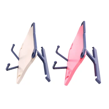 

2x Portable Reading Book Stand Music Stand Adjustable Holder Rack White+Pink