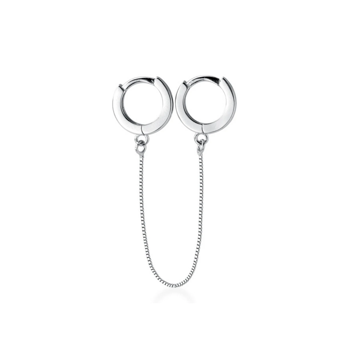 

925 Solid Sterling Silver Huggie Hoop Earrings Men Women for 2 Ear Holes Jewelry A1007