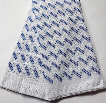 

Pure Cotton Design Swiss Voile Lace In Switzerland African Dry Lace Fabric 2019 High Quality Nigerian For Wedding ESH068 BLUE