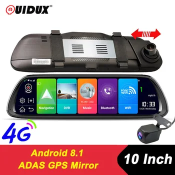 

QUIDUX 10" Car Rearview Mirror 4G Android 8.1 Dash Cam GPS Navigation ADAS FHD 1080P Car Video Camera Recorder DVR Remote view