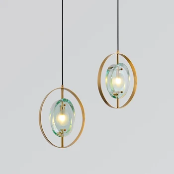 

Postmodern light and luxurious Nordic dining hall chandelier double building background wall porch bar window bedside Glass Chan