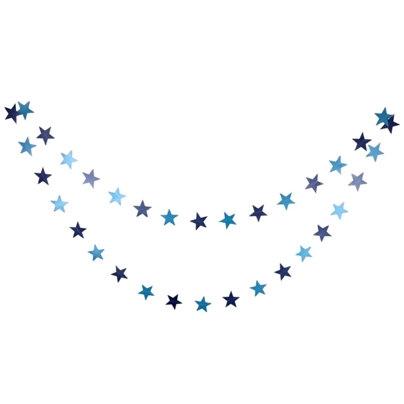 33PC/lot 4M Paper Banner Gold/Silver/Blue Glitter Star Paper Garland Banner Birthday/Wedding/christmas Party Home Decoration - Цвет: BL