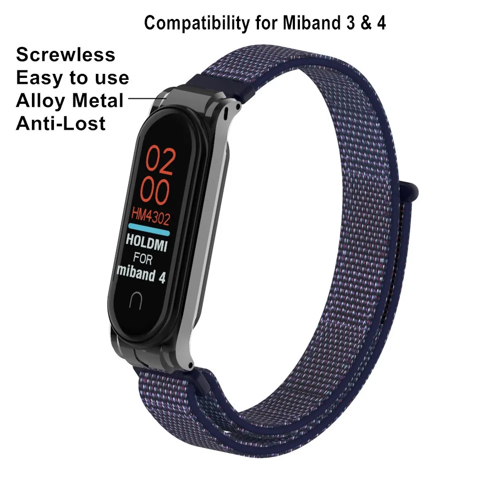 Miband 3 4 нейлоновый Браслет Для Xiaomi Mi Band 3 4 ремешок на запястье Смарт-часы