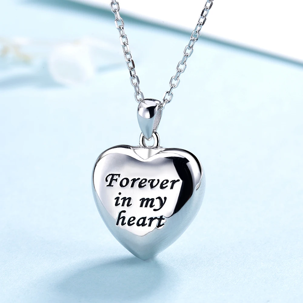 XiaoJing 925 пробы серебро forever in my heart подвеска кремация урна в виде сердца ожерелье для женщин на заказ фото памятные ювелирные изделия