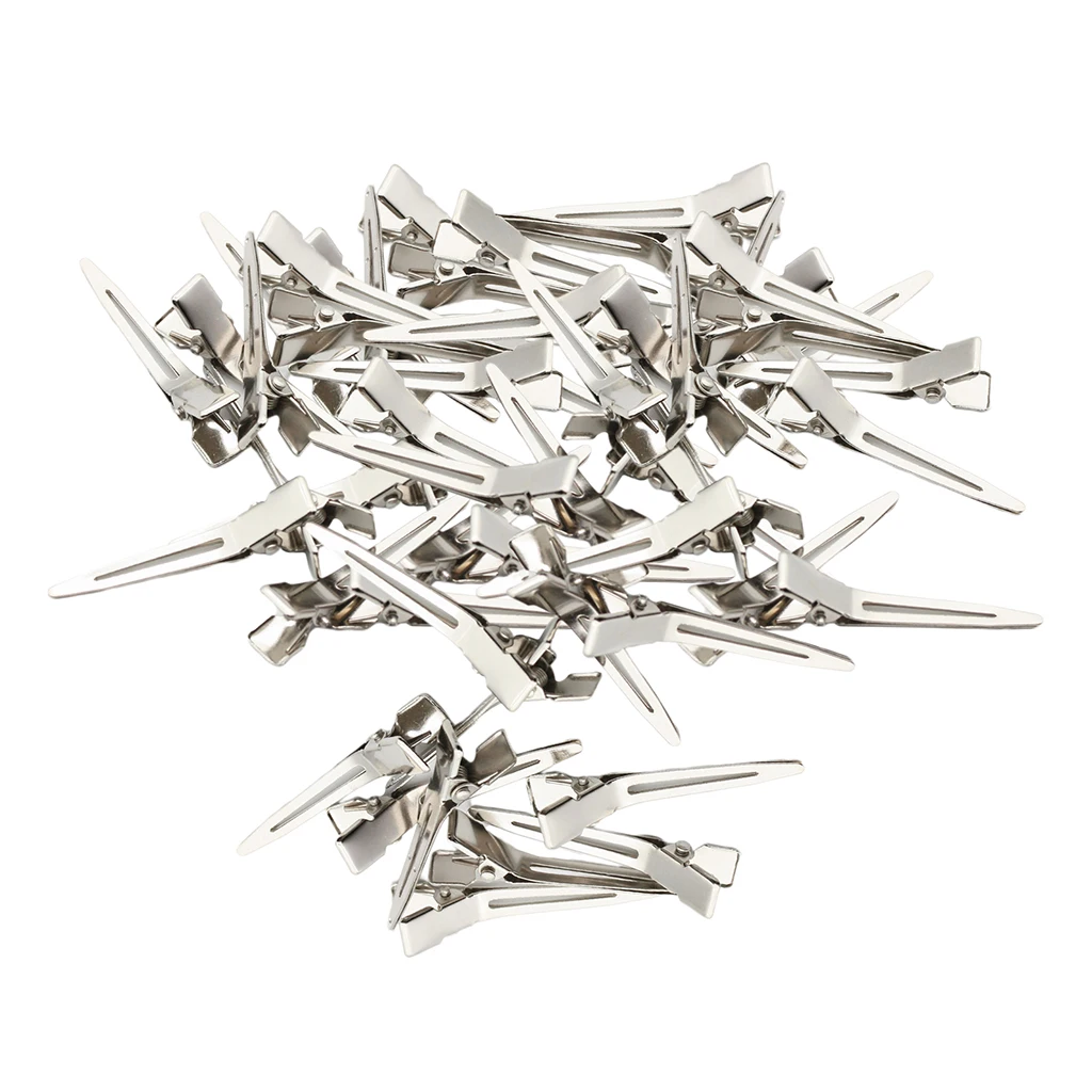 50x Iron Alligator Single Prong Hair Clips Crocodile Duck Bill Clips DIY