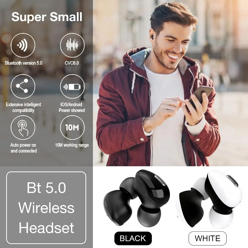 Мини Беспроводные стерео Bluetooth наушники CV6.0 шумоподавление в уши переключение двухпроходные наушники с зарядным устройством T2