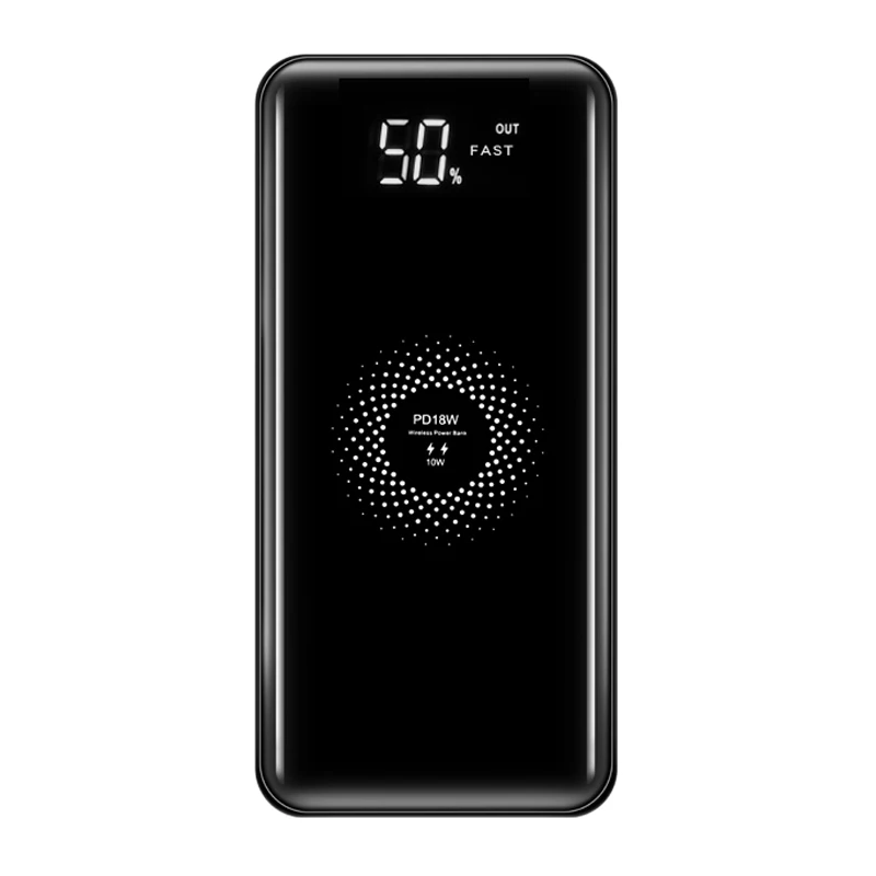 

QI10W PD18W QC3.0 Fast Wireless Powerbank 10W + 3.0 Quick Charge 10000MAh for iPhone Samsung Huawei Xiao Mi Dual USB Charger Wir