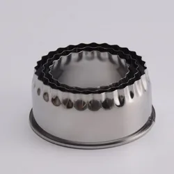 Stainless Steel Pastry and Cookie Cutter Set - 3-Piece Baking Ring Molds Collection (Flower Edge)