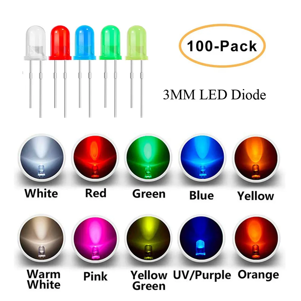 5MM F5 DIY LED-Kit für elektronische Komponenten Grün Blau Orange Rot Gelb Leuch