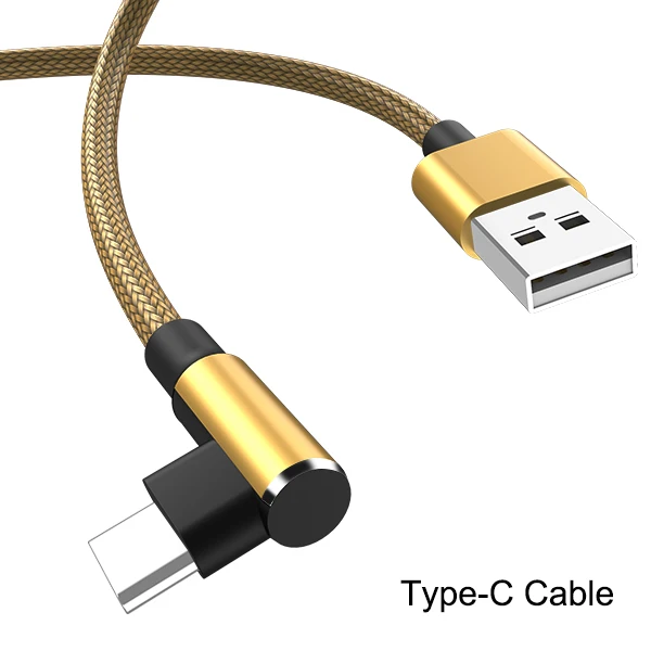 type-c cable gold 90 градусов Micro USB кабель Быстрая зарядка зарядное устройство мобильный телефон данных провод Кабель Microusb для samsung Xiaomi 0,3 м 1 м 2 м - Цвет: type-c cable gold