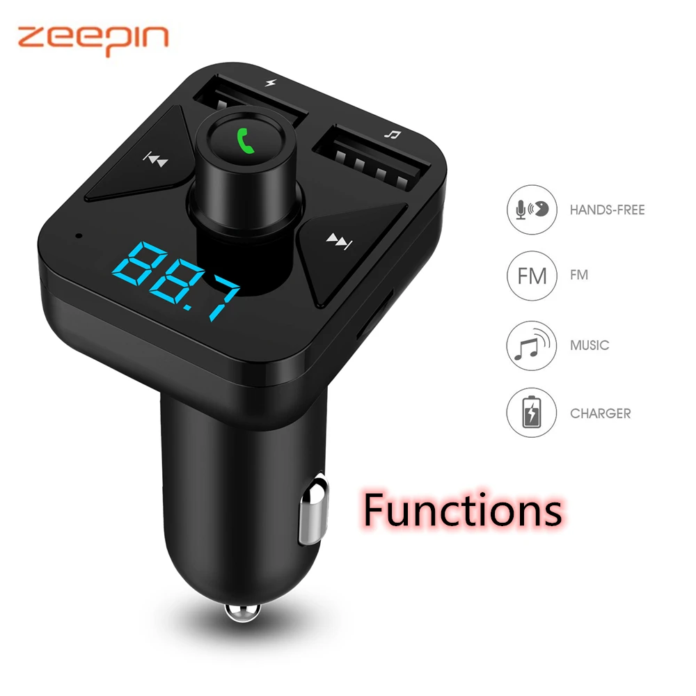Zeepin Car FM Transmitter Bluetooth User Guide BT-16 Automatic Power-Off Battery Voltage Digital Display USB Charging MP3 Player |