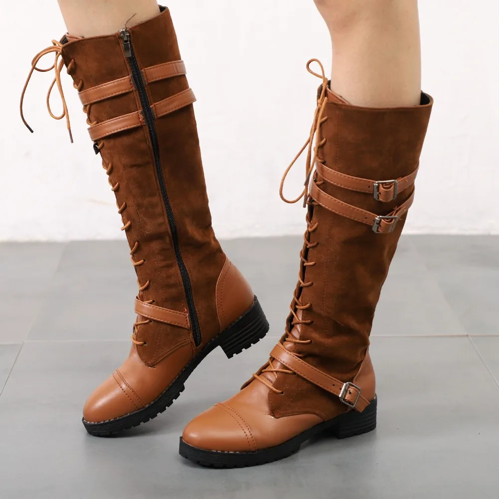 Для женщин сапоги до колена Большой Размер(43) стильная обувь на молнии удобные ПУ кожаные сапоги Для женщин резиновые ботинки на меху Для женщин; однотонные; Botas Mujer
